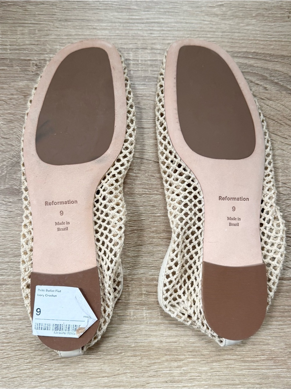 New Reformation Britt Mesh Ballet Flats Ivory Cream Size 9 - Picture 6 of 11